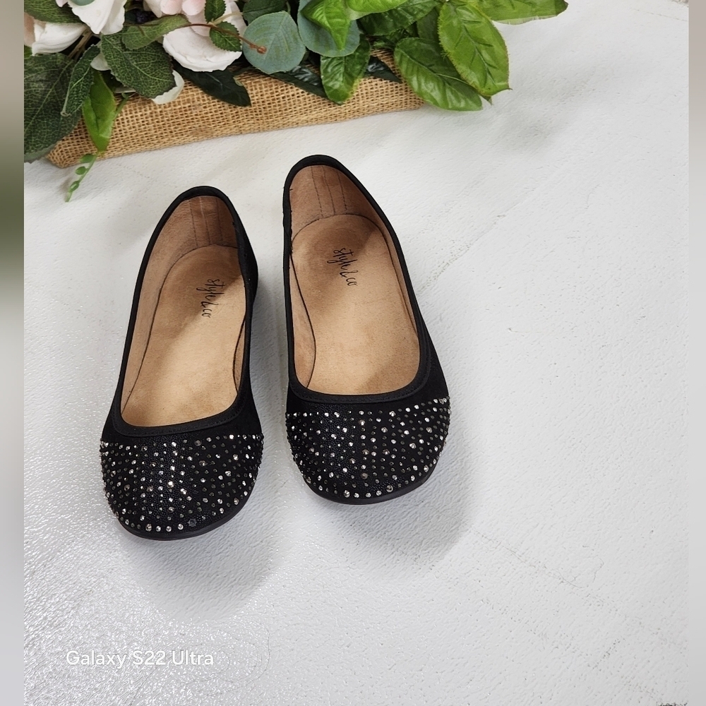Style & Co. Black Studded Flats